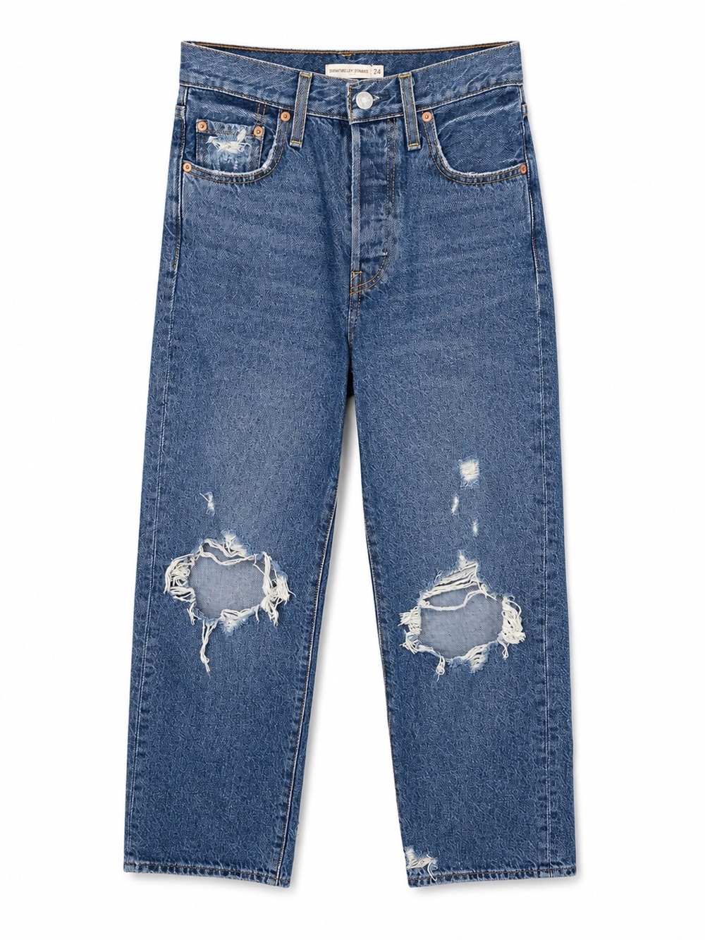 Levi’s Ribcage Straight Leg Jeans High Rise Distressed Button Fly